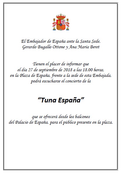 TunaEspaña-Embajada-de-España-ante-la-Santa-Sede-Don-Dudo-Juntamento-Vaticano Roma, Tuna, España