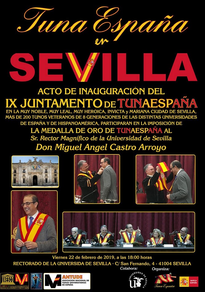 TunaEspaña,Sevilla, Carlos Espinosa Celdran, Don Dudo, D. Miguel Ángel Castro  Arroyo,Rector de la Universidad de Sevilla. Rectorado