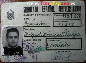 020TunaEspaña, DonMique-carnet-de-estudiante-Tuna-España